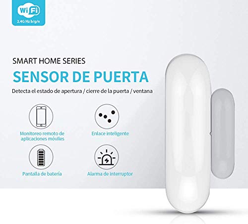 Aktivstar-Alarma-para-Puerta-Inteligente-Sensor-Magntico-Antirrobo-de-Control-por-APP-y-Conexin-WiFI-Detector-para-Puertas-y-Ventanas-Caja-Cajn-Compatible-con-Alexa-Google-Home-IFTTT
