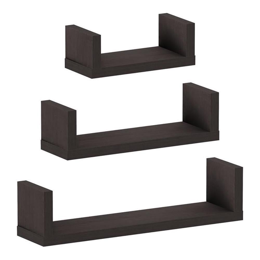 Furinno Indo Wall Mounted Floating Shelves, Espresso, Set of 3