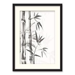 Black Paper Framed Canvas Wall Art for Living Room, Bedroom Traditional Chinese Words and Plants Canvas Prints for Home Decoration Ready to Hanging - 23x31 inches