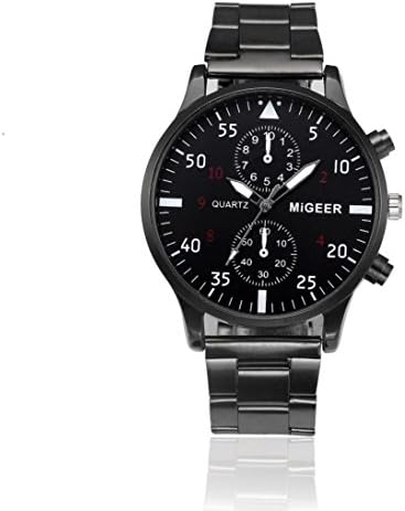 Paymenow men watches Chronograph Watches Business Sport Stainless Steel Classic Analog Wrist Watch For Men (Black)