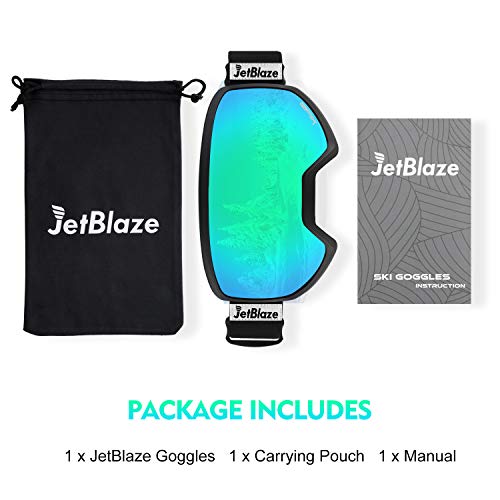 JetBlaze Ski Goggles, OTG Snowboard Goggles (Green) - Thumbnail 5