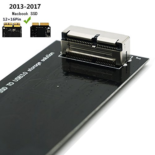QNINE USB 3.0 PCIe SSD Enclosure for 2013 2014 2015 2016 2017 MacBook Air Pro Retina, USB External Reader for A1465 A1466 A1398 A1502 SSD Adapter with Case, Support 12+16 pin