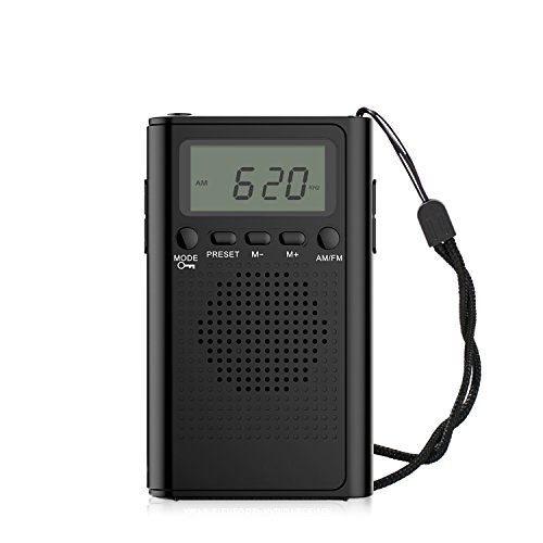 AM FM Pocket Radio,Portable Digital Radio Alarm Clock with 3.5mm Earphone Jack and Supporting Stereo Mode for Bedroom,Outdoor(Without Battery)