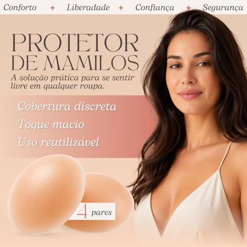 Combo 04 Pares de Protetor De Mamilo Tapa Bico do Seio Aréola Flexível Silicone Reutilizável Lavável Adesivo