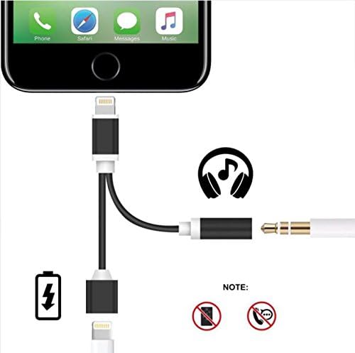 2 in 1 Lightning to 3.5mm Aux Headphone Jack and Charger Cable adapter for iphone 7 plus Adapter,Leiin,Adapter iphone 7,iphone 7 Adapter, iphone 7 Plus Adapter,Adapter for iphone 7 Plus-Black