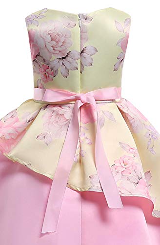 AYOMIS Litter Big Girl Dress Princess Gowns Bow Party Wedding Dresses(Flower-Yellow 2-3Y)