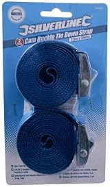 Silverline Cam Buckle Tie Down Straps 2.5m x 25mm 2 Pack Cargo Lashing view 2
