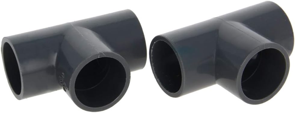 MroMax 25mm PVC Slip Tee Pipe Fitting Gray 2Pcs T-Shape Connector for Pipes