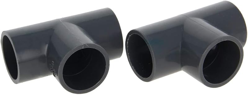 MroMax 25mm PVC Slip Tee Pipe Fitting Gray 2Pcs T-Shape Connector for Pipes