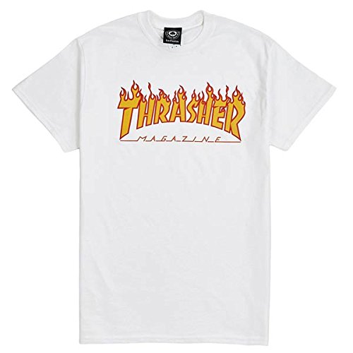 Thrasher "Flame Logo" T-Shirt (White) (Large)