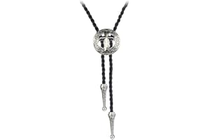 JPJZY BRBAM Fashionable Round Shape Cross Bolo Tie Exquisite Shield and Multi-colored Cross Necktie for Men
