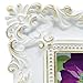 Laura Ashley 8x10 White & Gold Ornate Textured Hand-Crafted Resin Picture Frame w/Easel & Hook for Tabletop & Wall Display, Decorative Floral Design Home Décor, Photo Gallery, Art (8x10, White/Gold)