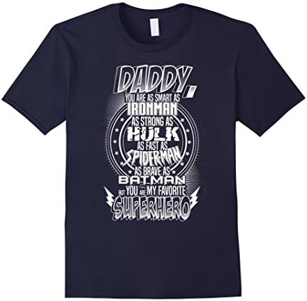 Mens Daddy Superhero T Shirt. Funny Father's Day Holiday or Gift Large Navy