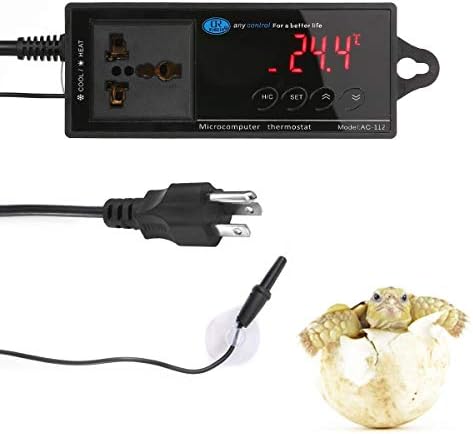AUOKER Digital Thermostat Controller, Smart LED Temperature Controller Outlet Thermostat Heating & Cooling, -40~212 ℉, W/Sensor for Seed Germination, Reptiles, Brewing and Heat Mat -10A