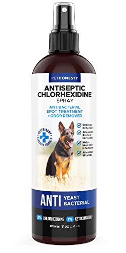 Hot Spot Spray for Dogs & Cats - Chlorhexidine Spray - Skin and Coat Treatment with Ketoconazole Aloe to Manage Ringworm, Itching Skin Relief, Yeast Infection, Allergies, Acne