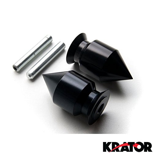 Krator Black Spiked Swingarm Spools Sliders - Compatible with Kawasaki/Yamaha ZX6R, ZX9R, FZR 400, FZR 600 and More! (1990-2011)