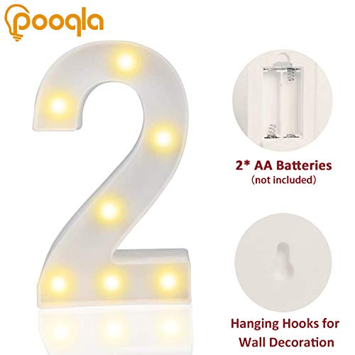 Pooqla Decorative Led Light Up Number Letters, White Plastic Marquee