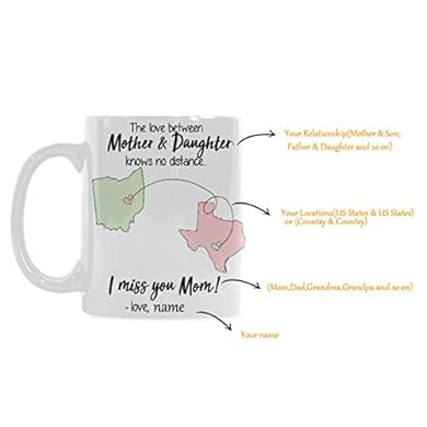 the love between a mother and daughter knows no distance mug