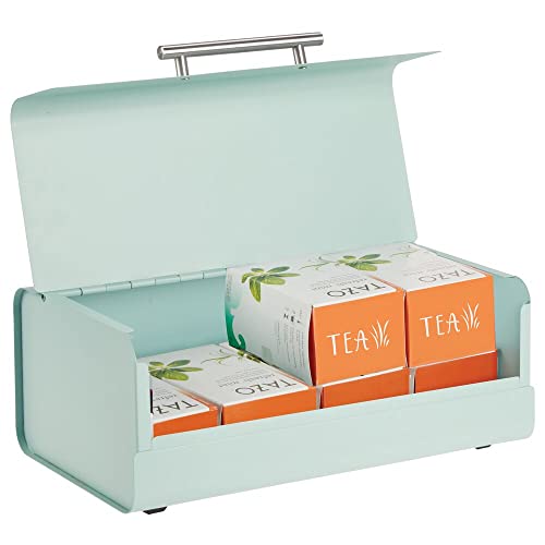 mDesign Metal Bread Box Bin with Hinged Lid for Kitchen Countertop