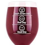 Whimsical Gift World Funny Wine Glass 14 Oz. With Emoji Faces (Don’t Even Ask, Good Day, Bad Day) | Novelty Gag Gifts for Men & Women | For Red & White Wine, Celebrations & Wine Tasting