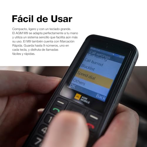 AGM M9 2G Téléphone Portable Robuste, Étanche IP68 Et IP69K, Grandes Touches, Police De Caractères Large, Numérotation Abrégée, 3 Emplacements pour Cartes, Radio FM, Lampe Torche, Batterie 1000 MAh