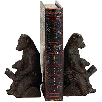 Home Set 2 Black Grizzly Bear 7 Lodge Cabin Decor Carved Wood Book