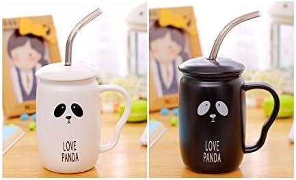 Sincere Trading 2 Set Panda/Bear face creative ceramic cup, coffee cup, milk cup, breakfast cup, tea cup (white/black Panda/bear)