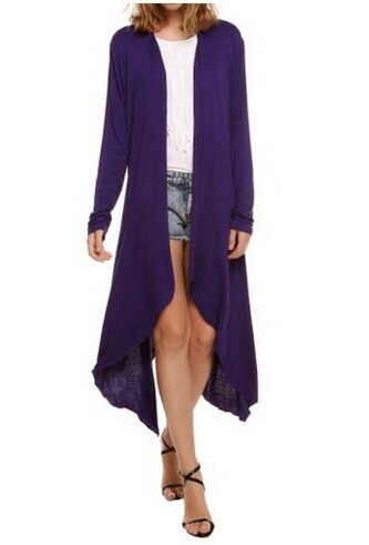 Meaneor Women's Long Sleeve Waterfall Asymmetric Drape Open Long Maxi Cardigan,  X-Large, Purple