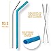 Reusable Stainless Steel and Silicone Straws - Metal and Smoothie Drinking Straw Bundle with Cleaning Brush - Perfect for 30 oz Tumbler - Portable BPA Free Eco Friendly Non Plastic Long Bendy Straw
