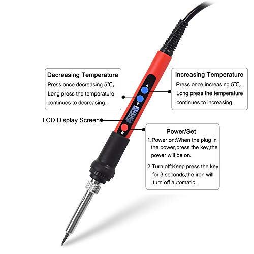NEWACALOX LCD Soldering Iron Kit with Thermostatic Digital-Controlled and LCD Screen Display, Adjustable Temperature 60W Electrical Solder Gun 110V - Thumbnail 2