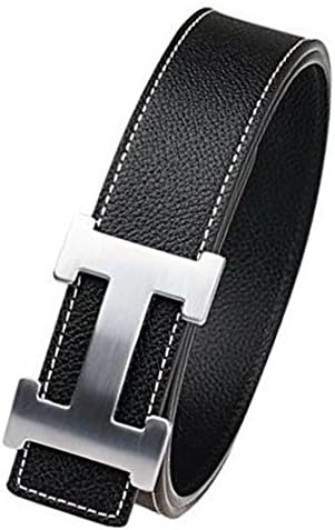 Man's Fashion Alloy H Buckle Leather Belt