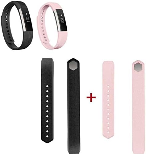 Fitbit Alta Bands, Cooko Newest Adjustable Replacement Secure Band for Fitbit Alta (Black+Pink)