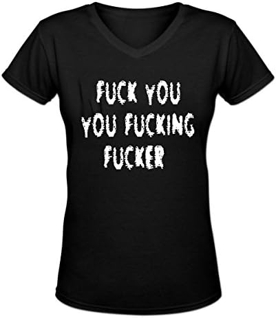KUYUE Womens Short Sleeve V-Neck T-Shirt Fuck You You Fucking Fucker
