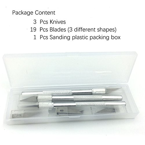 Craft Knife Precision Hoppy Knives Scalpel Pen Carve Stainless Steel for DIY Art Work Cutting,Carving,Cellphone Laptop Repairs Engraving Hand Tools Utility(3 Pcs Sculpture Knives with 19 Pcs Blade) - Thumbnail 4