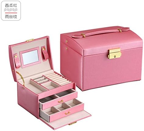 MHSTYJT Three-Layer Crocodile Pattern Pu Leather Jewelry Box
