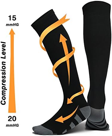 Compression Socks, Anti-Fatigue Compression Socks For Women and Men - Stockings for Running, Medical, Athletic, Edema, Diabetic, Varicose Veins, Travel, Pregnancy, Shin Splints, Nursing(15-20mmHg)