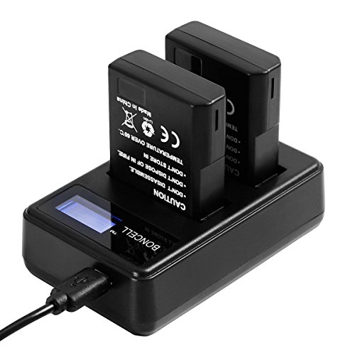 Bonacell 2 Pack Replacement Nikon EN-EL14 Battery and LCD Dual Charger for Nikon D3500, D5600, D3400, D5100, D5200, D5300, D5500, D3100, D3200, D3300, DF, Coolpix P7000, P7700, P7100, P7800 Camera