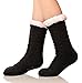 SDBING Women's Winter Super Soft Warm Cozy Fuzzy Fleece-Lined with Grippers Slipper Socks (Black)