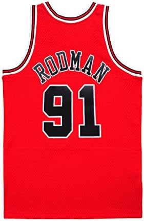 Iqrrn Mens Rodman #91 Detroit Retro Embroidery Dennis Jersey Red Size M