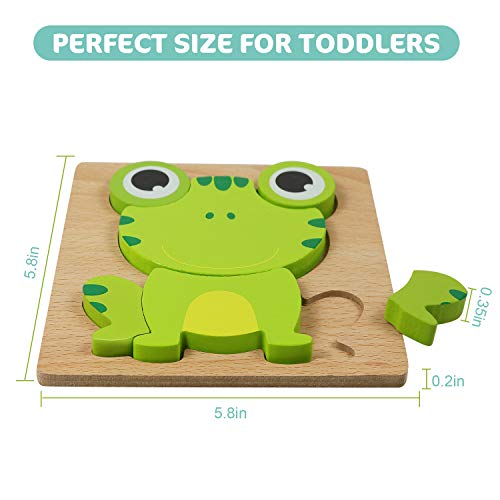 Comken Wooden Puzzles for Toddlers, 6 Pack Animal Jigsaw Puzzles for 1 2 3 Years Old Boys & Girls,Early Learning Preschool Educational Gift,Kids Development Toys