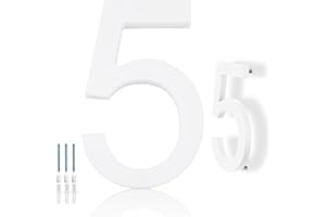 Hvatry House Numbers for Outside, White 6 inch Modern Floating Address Numbers for Front Door, Street, Apartment, Farmhouse, High Visibility Numbers Enhance Home's Exterior Charm(House Numbers 5)