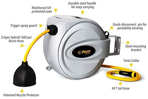 image for Power Products USA Power Retractable Hose Reel 5/8” x 50 + 6 FT, Sup