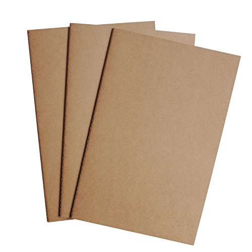 Traveler's Notebook Inserts - Large Blank Unlined Paper Journal Refill - Set of 3 Pack | for Large Refillable Leather Travel Journals, Scratch Pads, Diary and Planners | 10.7 x 7 inch (27 x 18cm)