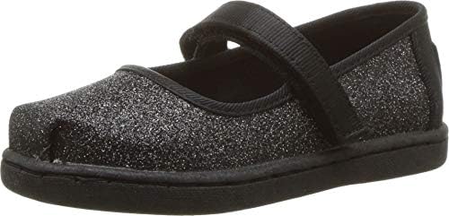 TOMS Black Iridescent Glimmer Tiny Mary Jane Flat 10012554 Size