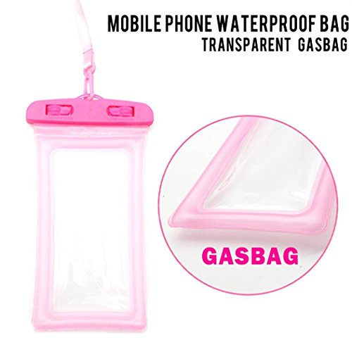 Sagton Waterproof Phone Case,Floating Pouch Night-Visible Smartphone Dry Bag for iPhone X/8/8 Plus/7/7 Plus/6S/6/6S Plus/SE/5S/5C,Samsung Galaxy S8/S8 Plus/Note 8 6 5,up to 6 inch diagonal (Pink)