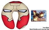 Iron Man Marvel Avengers Comics Head Character Travel Car Truck SUV Bus Plane Boat Train Rest Neck Pillow Cushion with Garage Home Office School Personal Autograph Notepad Set