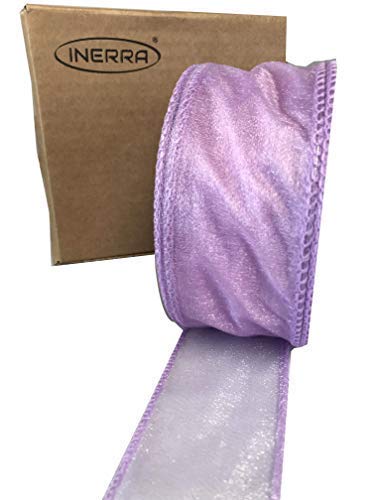 INERRA Chiffon Ribbon - Luxury Wired Edge 20 Metres x 50mm - (Lilac)
