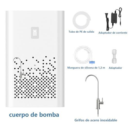 Rabbitstorm Bomba de Agua Automática para Dispensador de Agua Electrodomésticos, Bomba Eléctrica para Dispensador con Grifo de Acero Inoxidable, Dispensador de Agua Embotellada de 2 L, ABS, Blanco