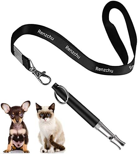 Renzchu Dog Whistle to Stop Barking - Dog Training Adjustable Pitch Ultrasonic Bark Control Tool - with Free Premium Quality Lanyard Strap