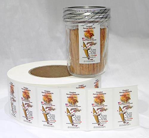 600 Cinnamon Flavor Natural Wooden Toothpicks in Glass Jar with Lid - Use to Quit Smoking and Freshen Breath After Food and Drink - an Alternative to Gum, Mints and Cigarettes